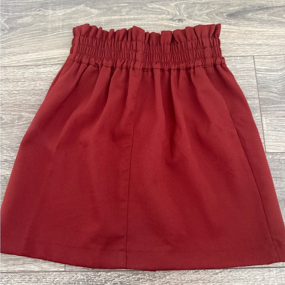 Rust Button Front Mini Skirt - Picture 5 of 7
